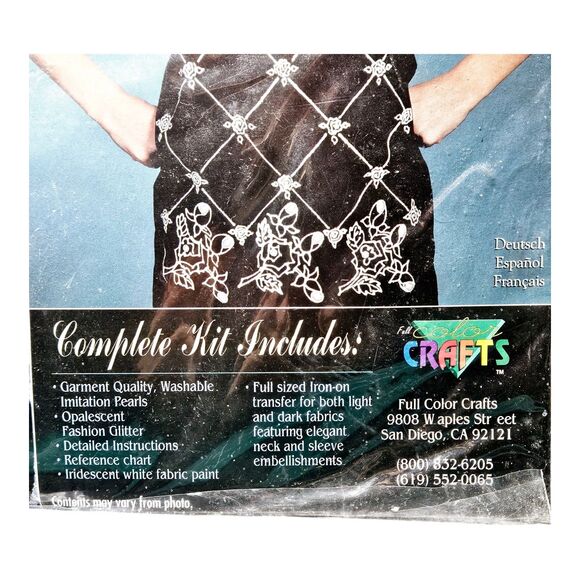 Vtg Full Color Craft Fashion Kit Pearl Wear Criss Cross Roses 92015 Iron Tranfer - Picture 3 of 7